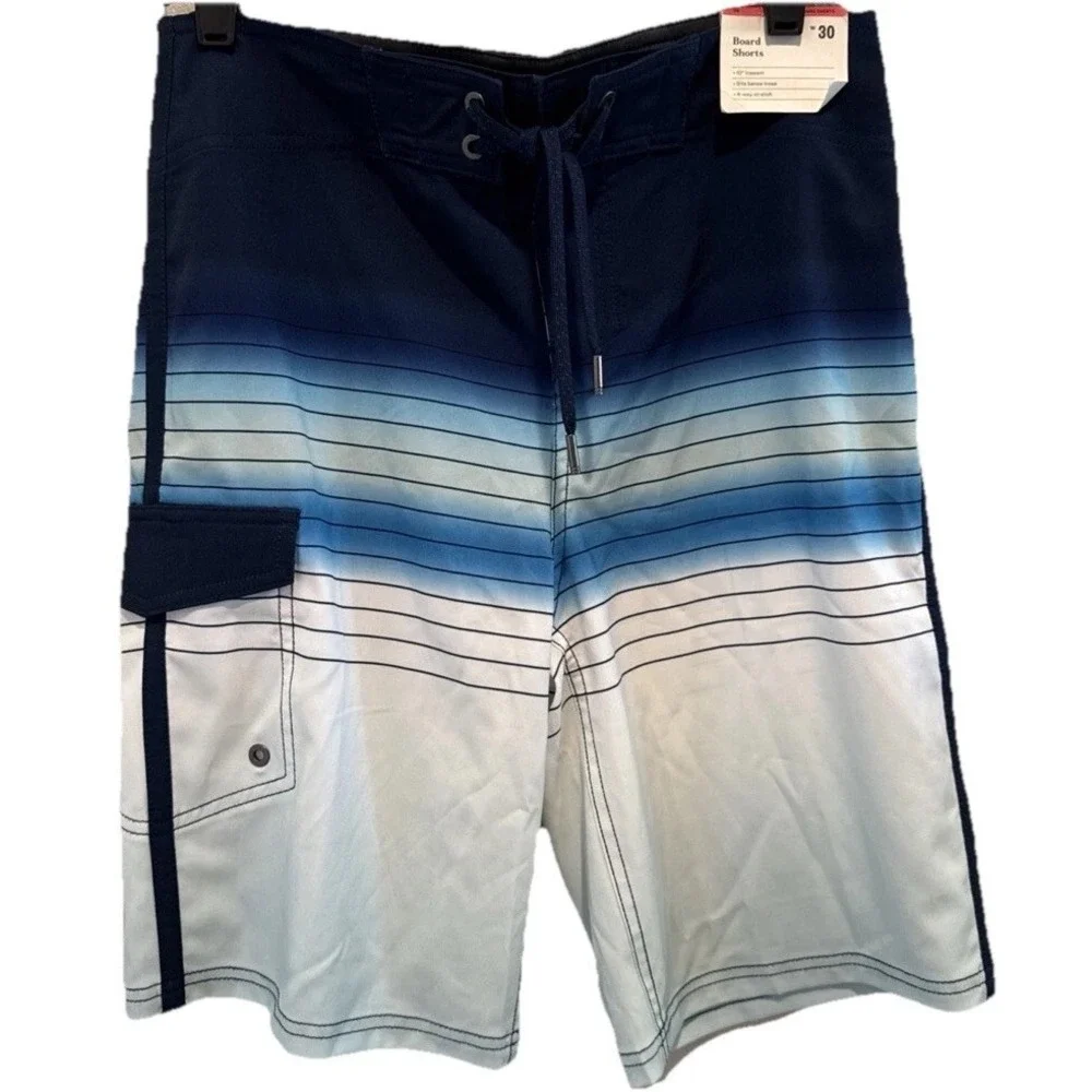 Goodfellow & Co Mens Multicolor Striped Drawstring Swim‎ Board Shorts Sz 30 NWT
